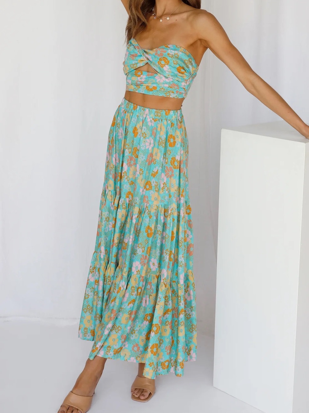 Hello Molly Skirt SET in Aqua Floral